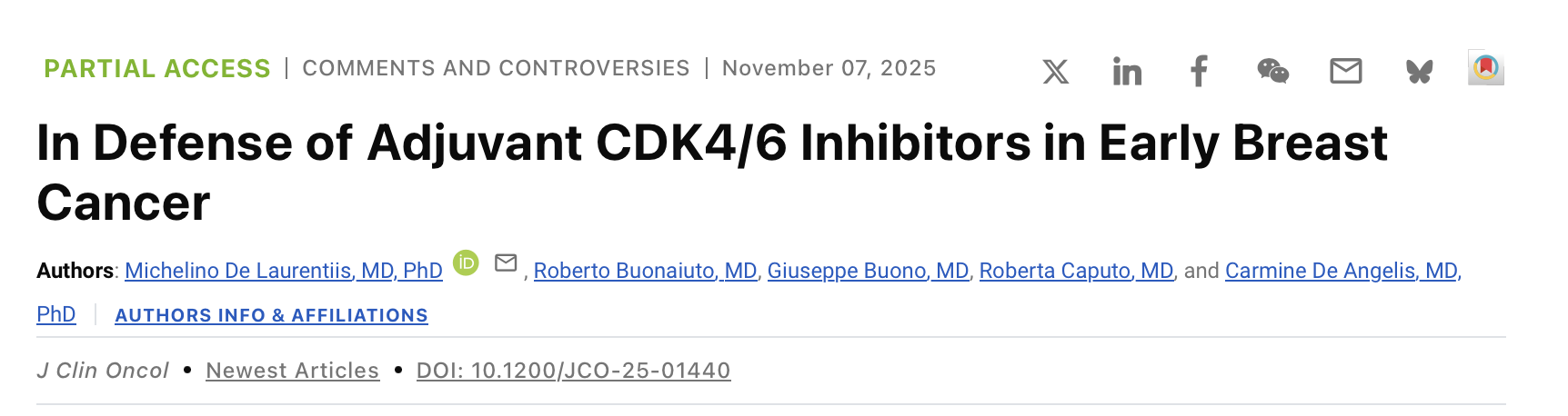 Michelino De Laurentiis: Constructive Scientific Dialogue on the Future of Adjuvant Therapy in HR+/HER2– Breast Cancer