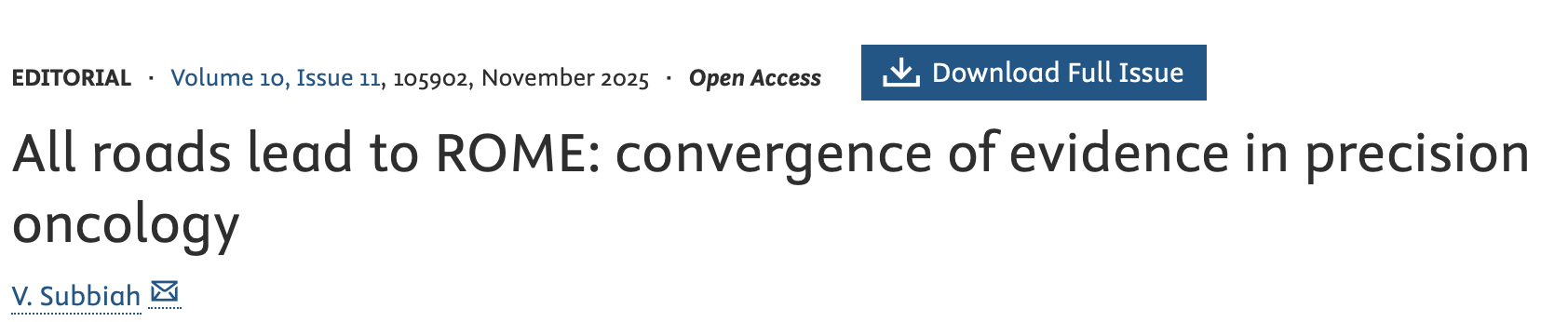 Vivek Subbiah: Thrilled to Share My Editorial on the ROME Trial