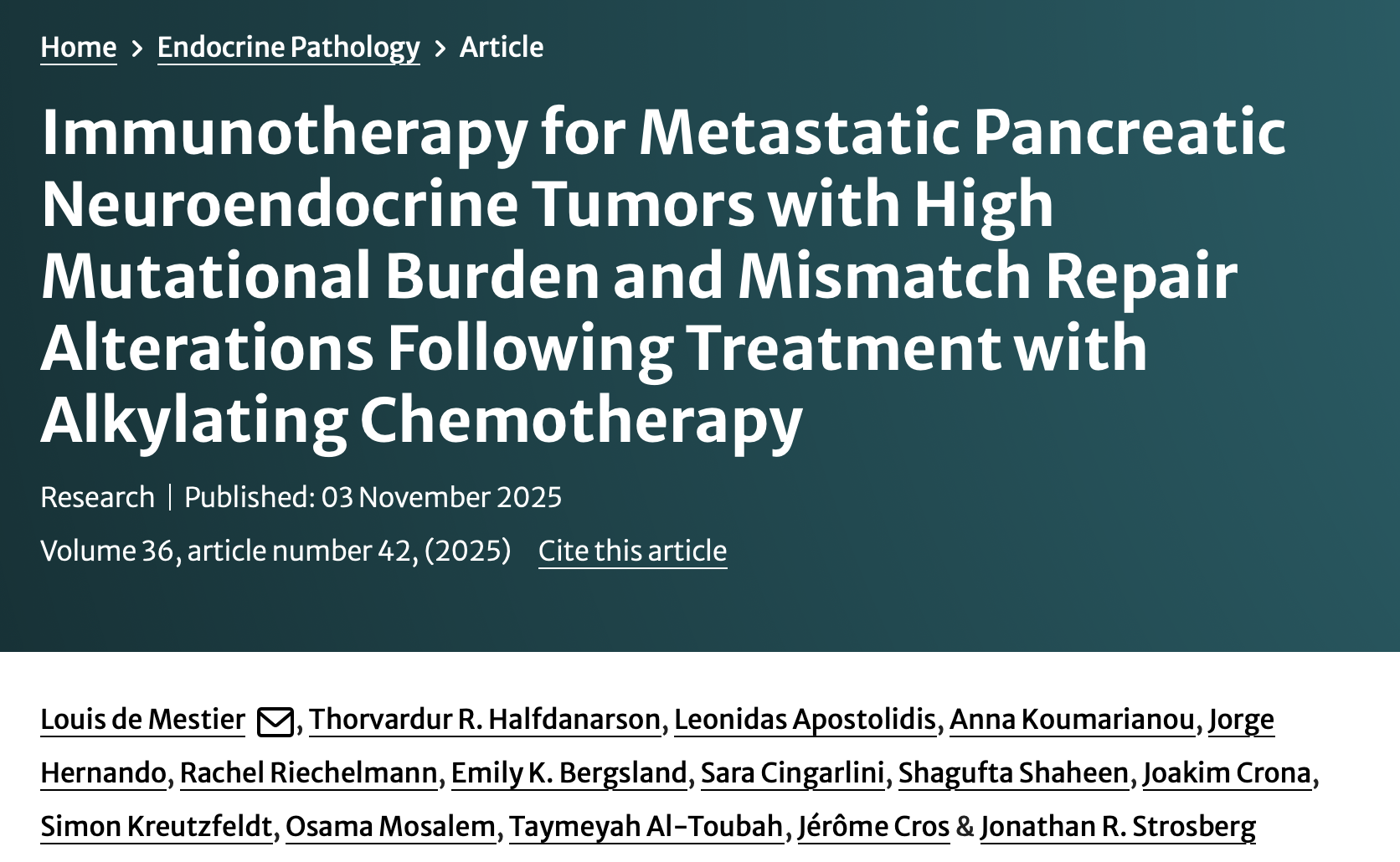 Osama MoSalem: Supporting NGS Testing and Assessing MMR and TMB Status After Alkylating Therapy in PanNETs