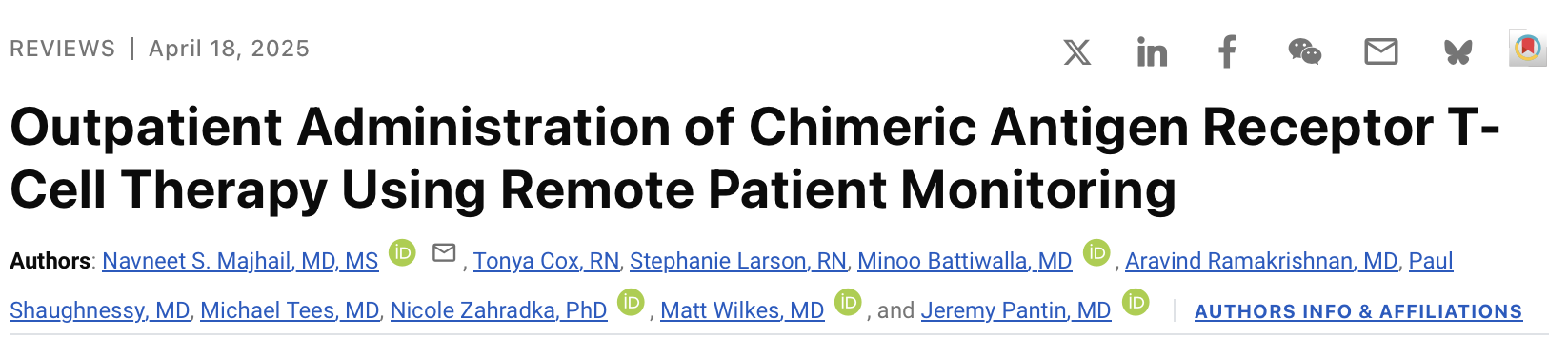 Navneet Majhail: Standardized Approach to Outpatient Administration of CAR T-Cell Therapy