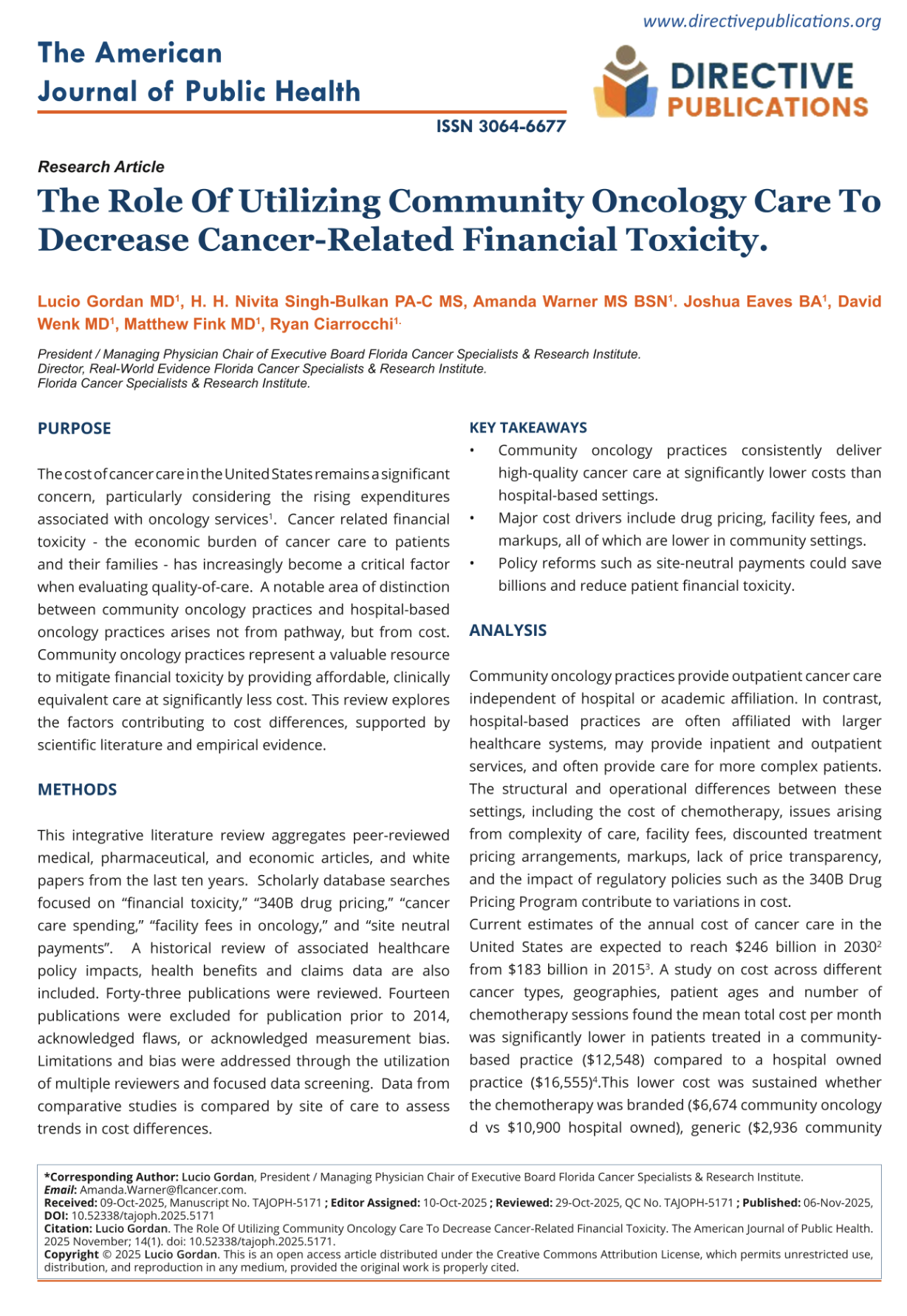 Lucio Gordan: Expanding Access to Value-Driven Cancer Care Close to Home