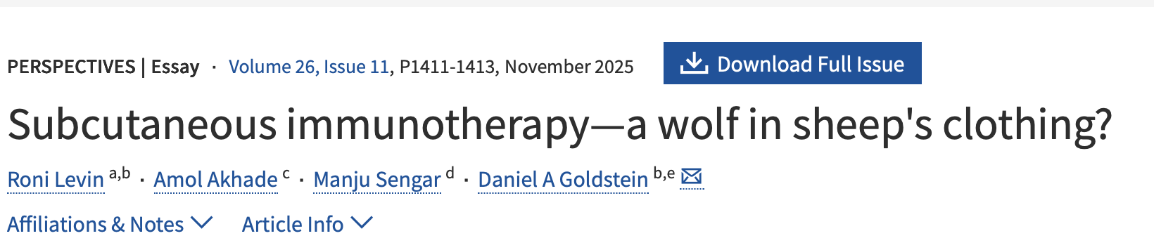 Alfredo Addeo: Brilliant and Provocative Viewpoint on Subcutaneous Immunotherapy 2 Alfredo Addeo: Brilliant and Provocative Viewpoint on Subcutaneous Immunotherapy