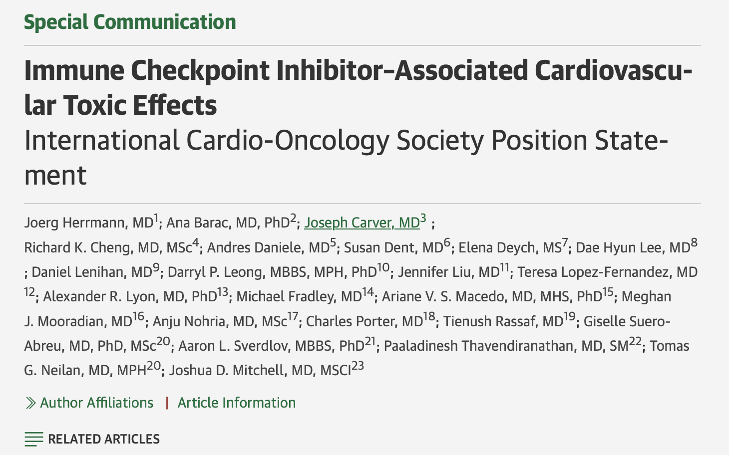 The Importance of Collaboration to Reduce Cardiac Risks from Immune Checkpoint Inhibitors - ICOS