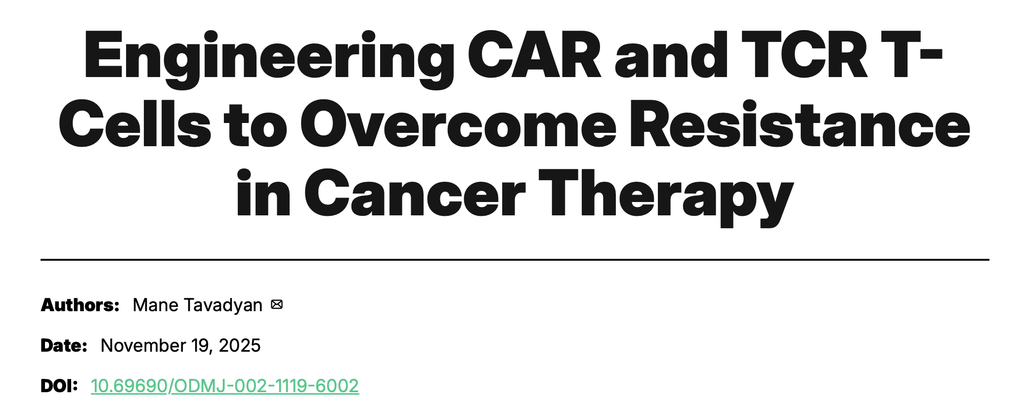 New Comprehensive Review on Next-Gen CAR and TCR T-Cells Against Tumor Resistance in ODMJ