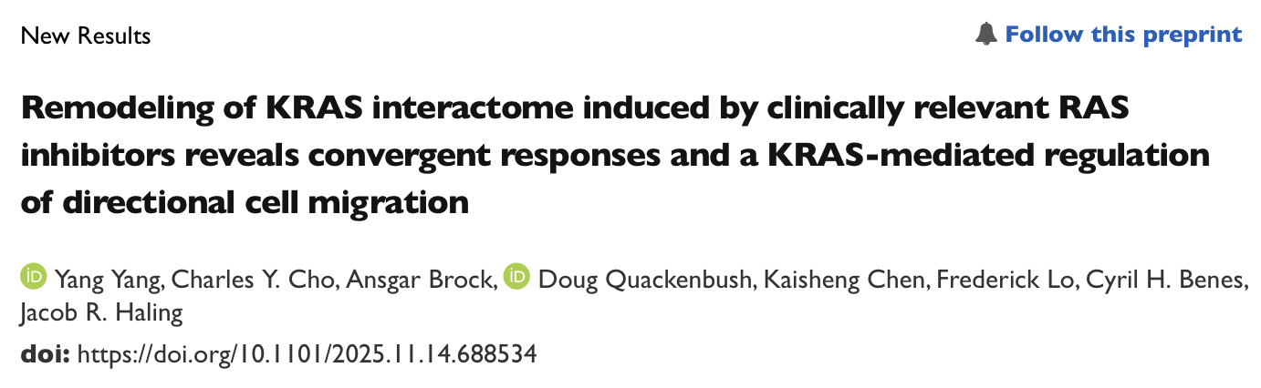 Anirban Maitra: New Preprint on the KRAS Interactome and Alterations in Response to KRAS inhibitors