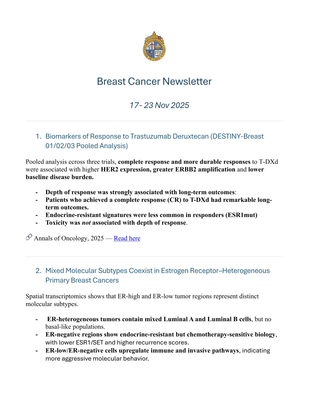 Benjamin Walbaum: Personal Selection of Breast Cancer Highlights