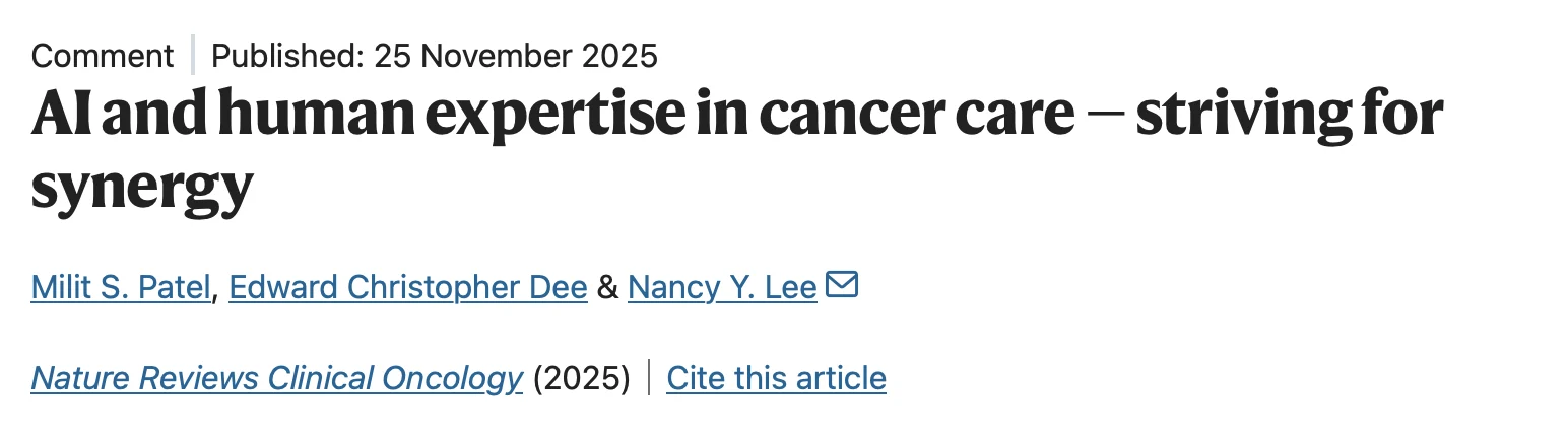 Edward Christopher Dee: Importance of Synergy Between Human Care and AI-Informed Medicine for People with Cancer 2 Edward Christopher Dee: Importance of Synergy Between Human Care and AI-Informed Medicine for People with Cancer