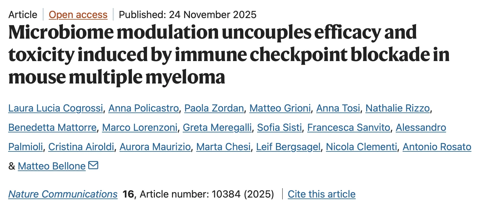 Laura Cogrossi: How Microbiota Modulation Can Delay Disease Progression and Enhance Immunotherapy in Multiple Myeloma 2 Laura Cogrossi: How Microbiota Modulation Can Delay Disease Progression and Enhance Immunotherapy in Multiple Myeloma