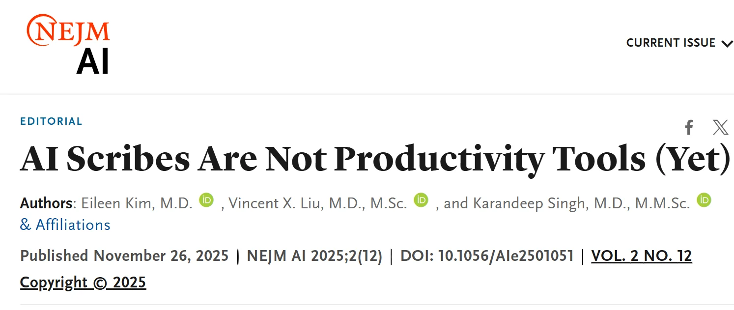 Karandeep Singh: First RCTs of AI Scribing Tech on Clinician Outcomes are Published in NEJM AI