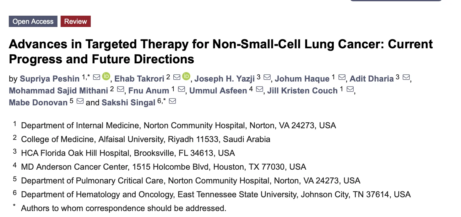 Ummul Asfeen: Current Progress and Future Directions in NSCLC Targeted Therapy 2 Ummul Asfeen: Current Progress and Future Directions in NSCLC Targeted Therapy