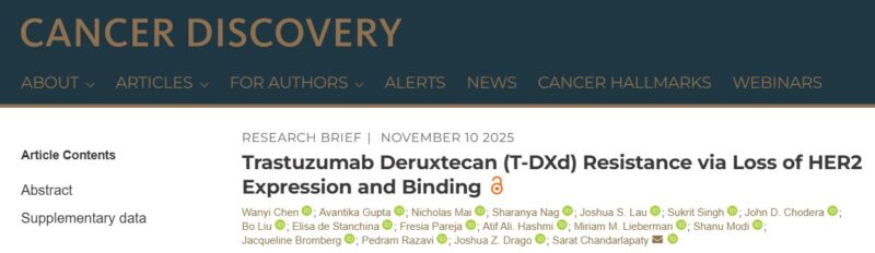 Wanyi Chen: Combination Strategy to Overcome ADC Resistance Published in Cancer Discovery 2 Wanyi Chen: Combination Strategy to Overcome ADC Resistance Published in Cancer Discovery
