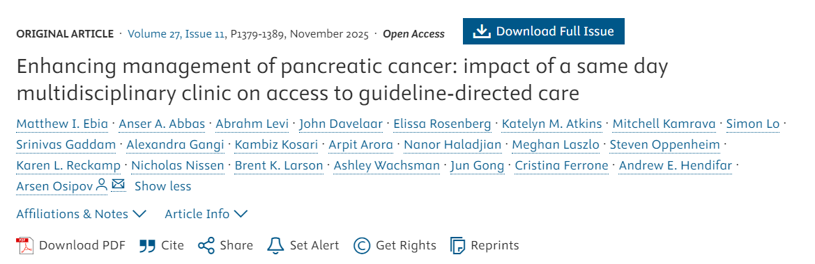 Arsen Osipov: Same-Day Multidisciplinary Clinic Improves Pancreatic Cancer Care 2 Arsen Osipov