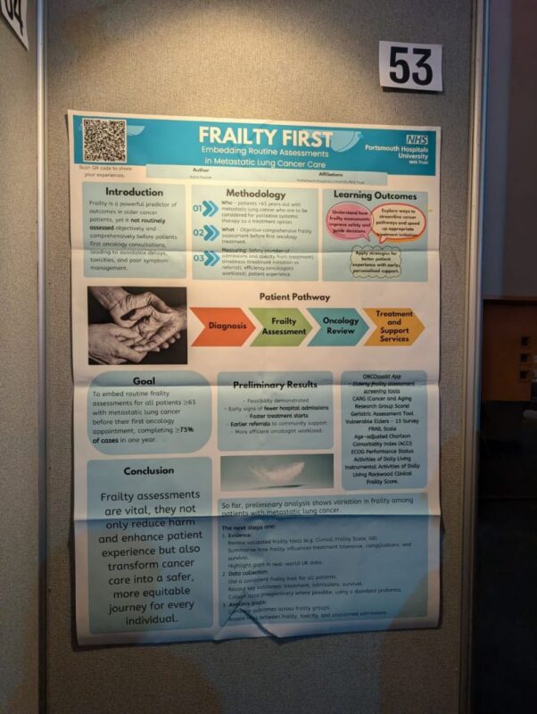 Giuseppe Banna: Congratulations to Katie Poulter for Presenting Our Lung Cancer Frailty Assessment Project at UKONS