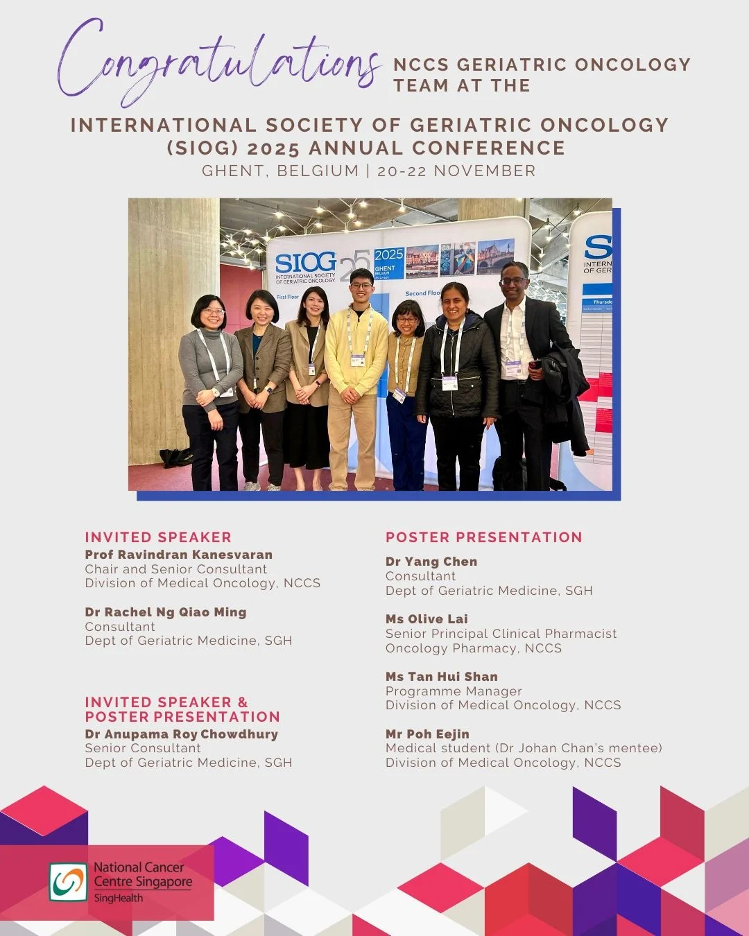 NCCS Geriatric Oncology Team Showcases Singapore’s Leadership at SIOG 2025