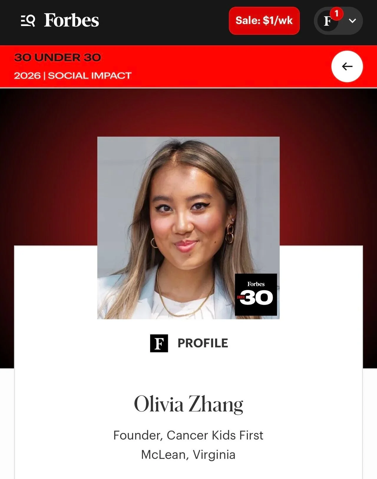 Olivia Zhang Becomes Youngest Social Impact Honoree on Forbes 30 Under 30