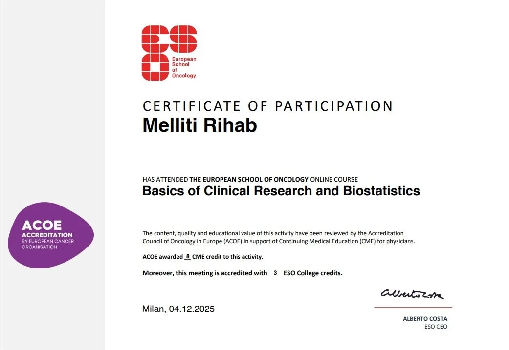 Rihab Melliti: Strengthening Research Methodology and Data Interpretation Skills Through ESO Course