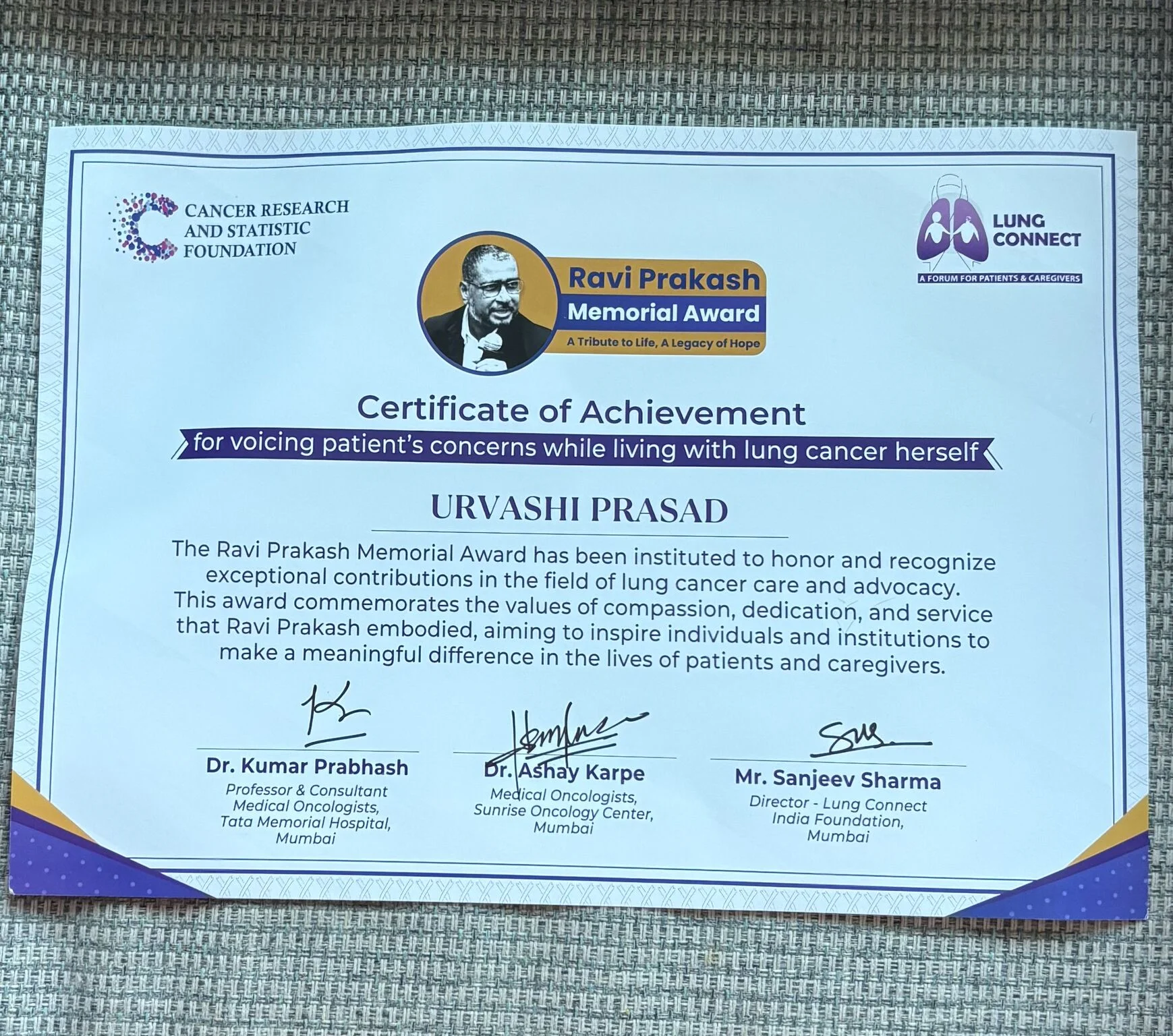 Urvashi Prasad: Honor to Be Recognized with the Ravi Prakash Memorial Award