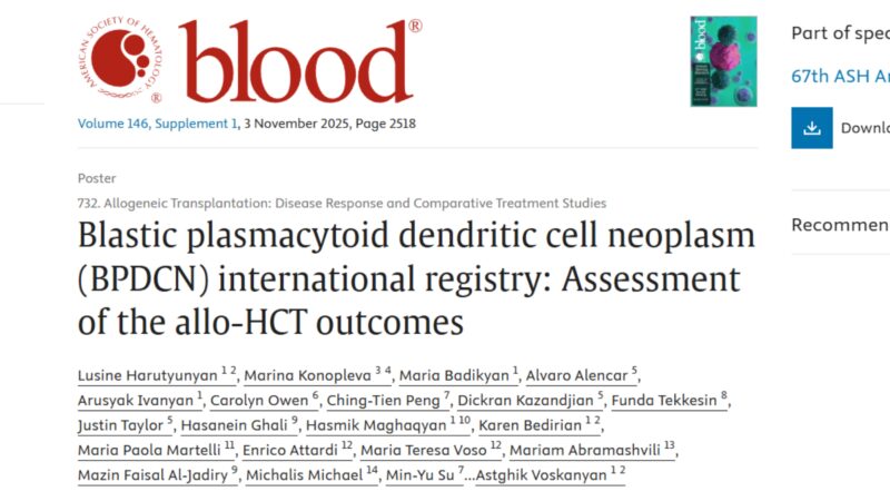 Lucy Harutyunyan: Presenting New Allo-SCT Data in BPDCN at ASH 2025 2 Lucy Harutyunyan: Presenting New Allo-SCT Data in BPDCN at ASH 2025