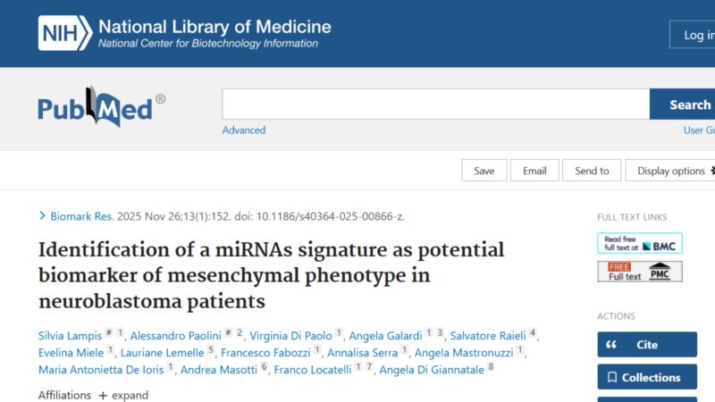 Angela Mastronuzzi: miRNA Signature Study in Neuroblastoma 2 Angela Mastronuzzi: miRNA Signature Study in Neuroblastoma