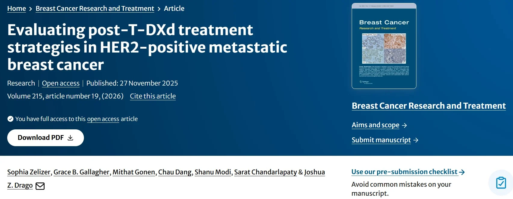 Josh Drago: Post T-DXd Treatment Options in HER2-Positive Metastatic Breast Cancer