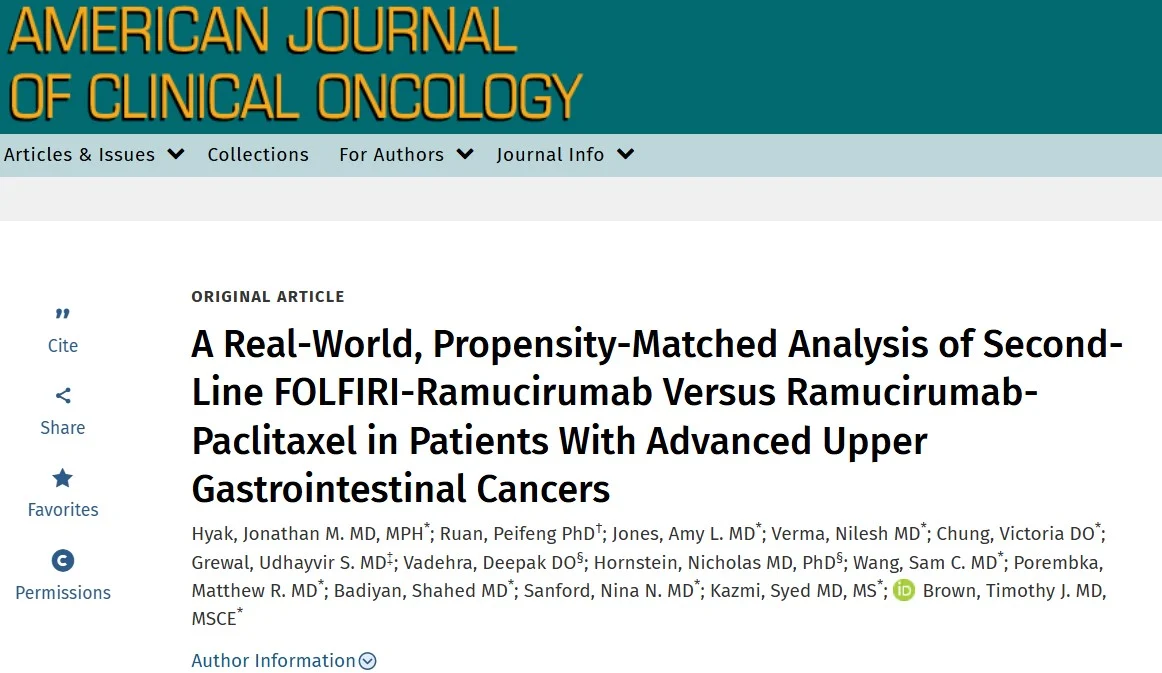 Tim Brown: FOLFIRI-Ramucirumab as Second-Line Therapy in Advanced Upper GI Cancers