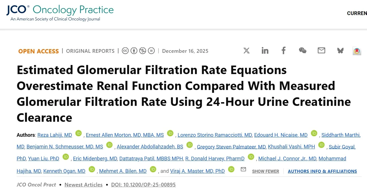 Sumanta Pal: eGFR Overestimates Renal Function in Kidney Cancer Patients 2 Sumanta Pal: eGFR Overestimates Renal Function in Kidney Cancer Patients