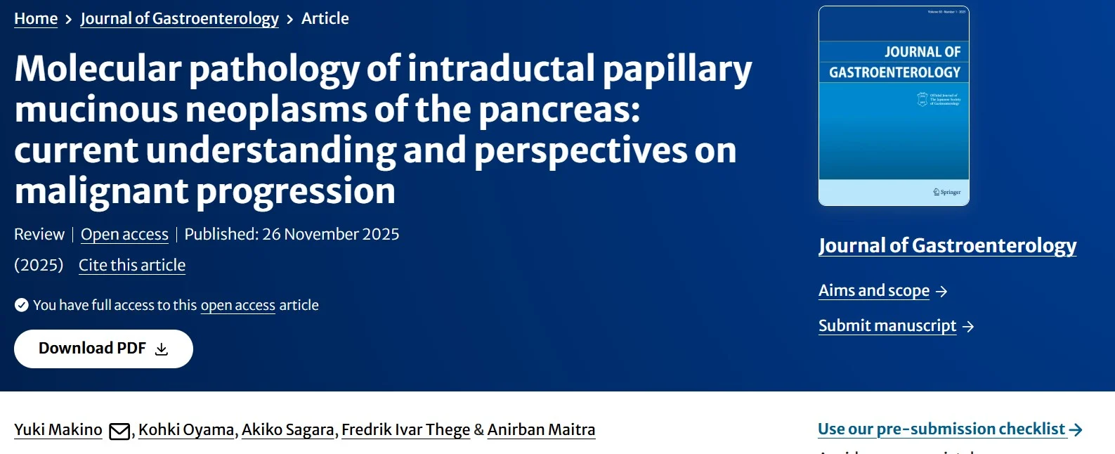 Marija Debeljak: New Multi-Omics Review by Anirban Maitra Explores Pancreatic IPMN Biology