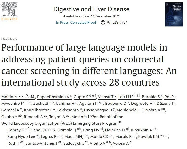 Marcello Fabio Maida: Performance of LLMs in Colorectal Cancer Screening Across Countries and Languages