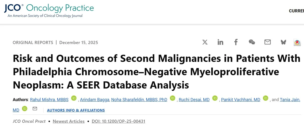 Tania Jain: Second Malignancy Risk in Philadelphia-Negative Myeloproliferative Neoplasm
