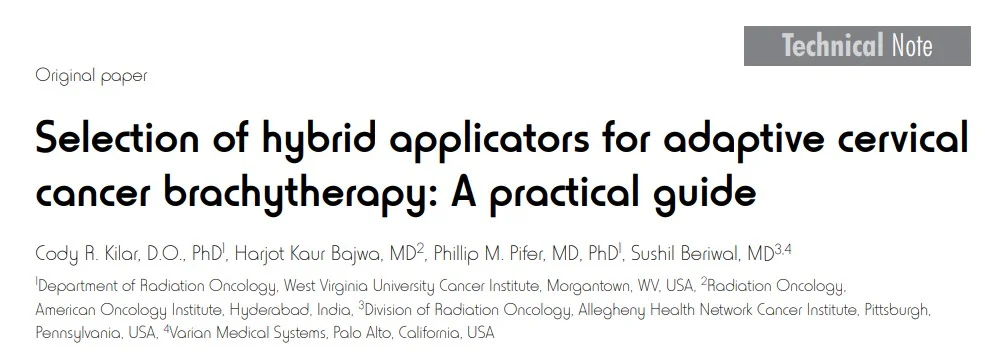 Harjot Kaur Bajwa: Selection of Hybrid Applicators for Adaptive Cervical Cancer Brachytherapy