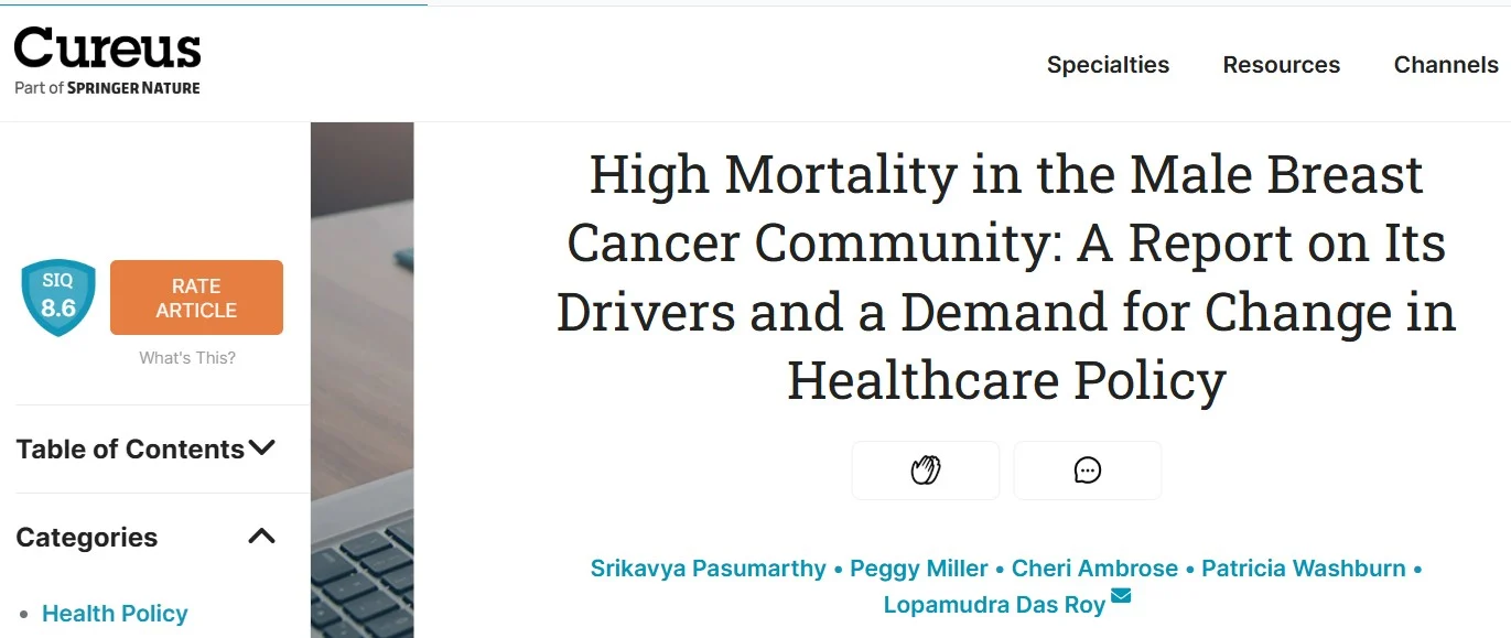 Cheri Ambrose: New Study on High Mortality in Male Breast Cancer Community 2 Cheri Ambrose: New Study on High Mortality in Male Breast Cancer Community