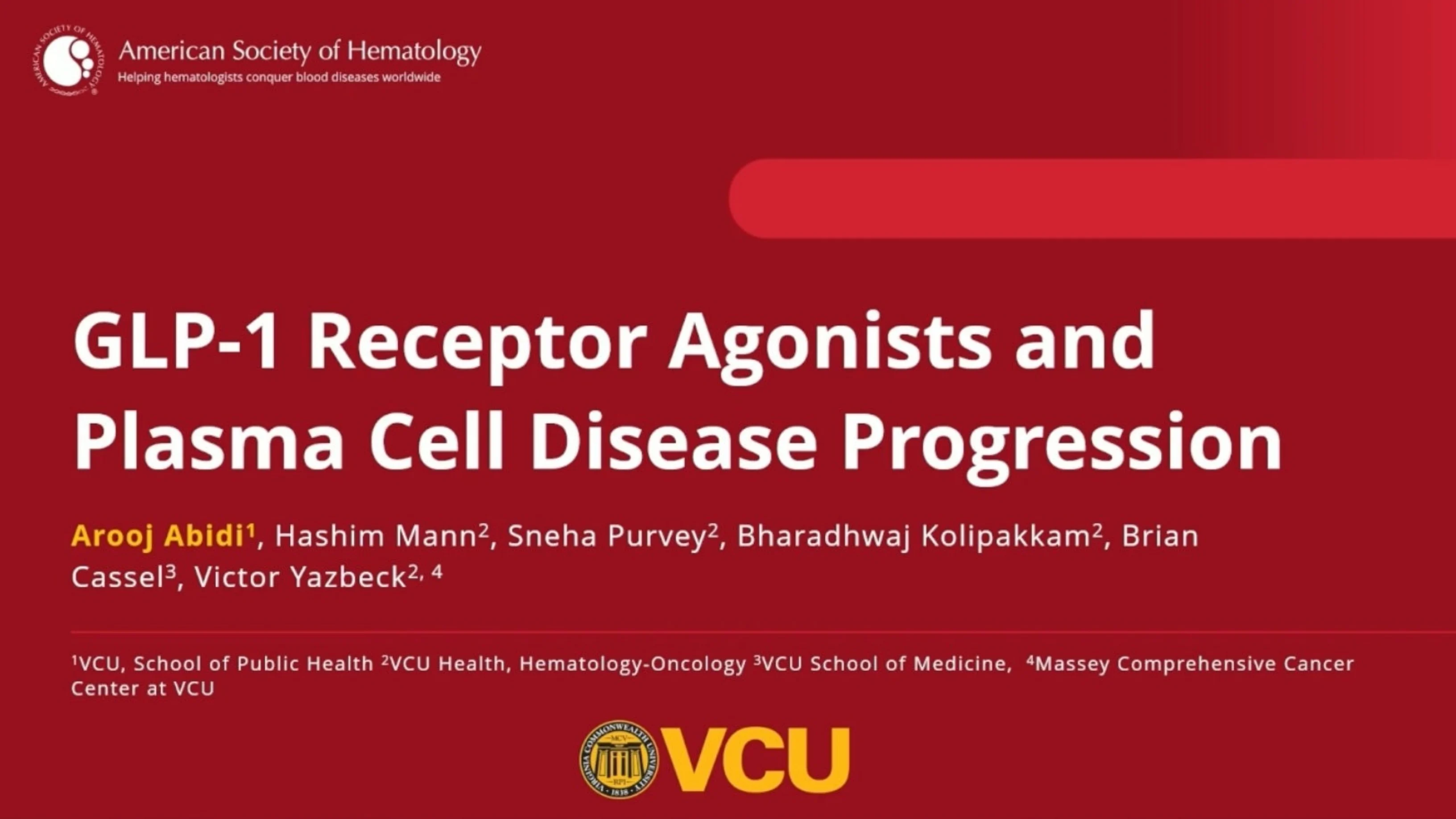Al-Ola A Abdallah: GLP-1 Receptor Agonists Linked to Lower Progression from MGUS to SMM/MM 2 Al-Ola A Abdallah: GLP-1 Receptor Agonists Linked to Lower Progression from MGUS to SMM/MM