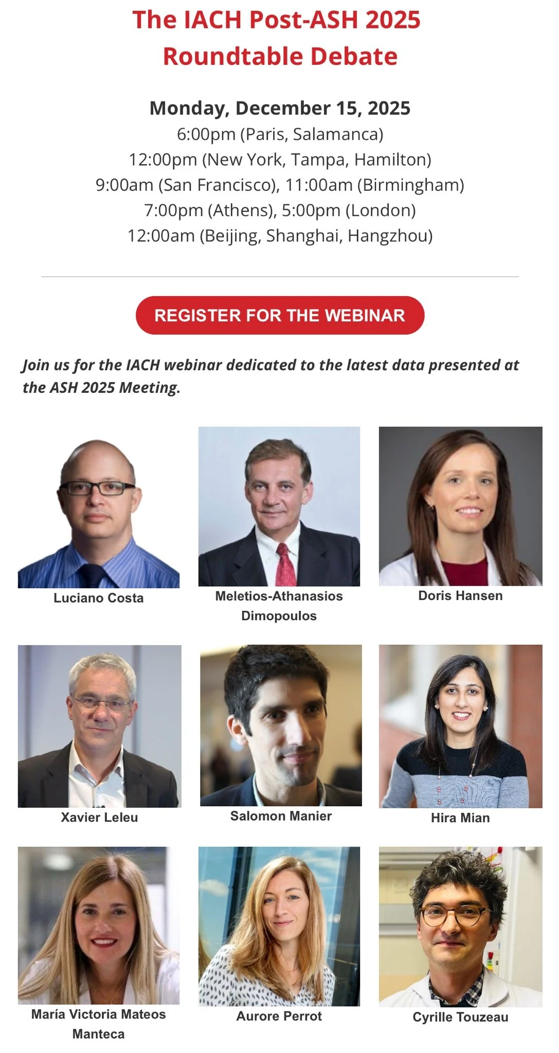 Mohamad Mohty: Join the IACH Post ASH25 Myeloma Roundtable 2 Mohamad Mohty: Join the IACH Post ASH25 Myeloma Roundtable