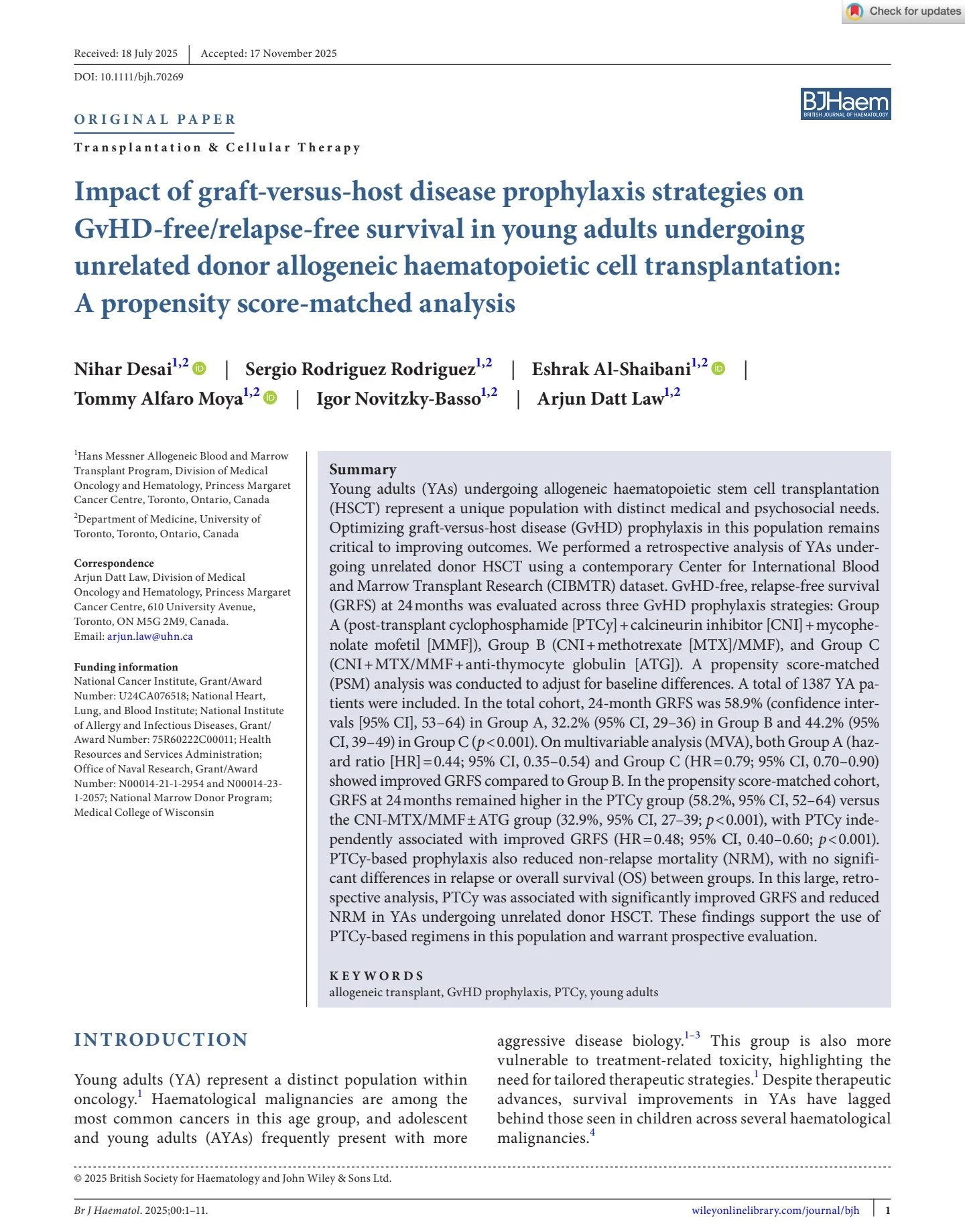 GvHD Prophylaxis 