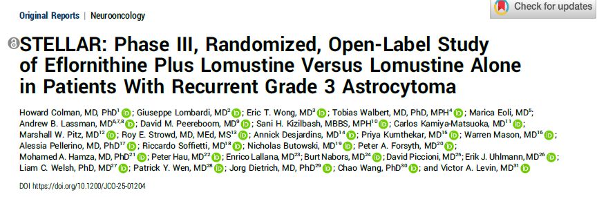 Giuseppe Lombardi: STELLAR Phase III Study for Recurrent Grade 3 Astrocytoma 2 Giuseppe Lombardi