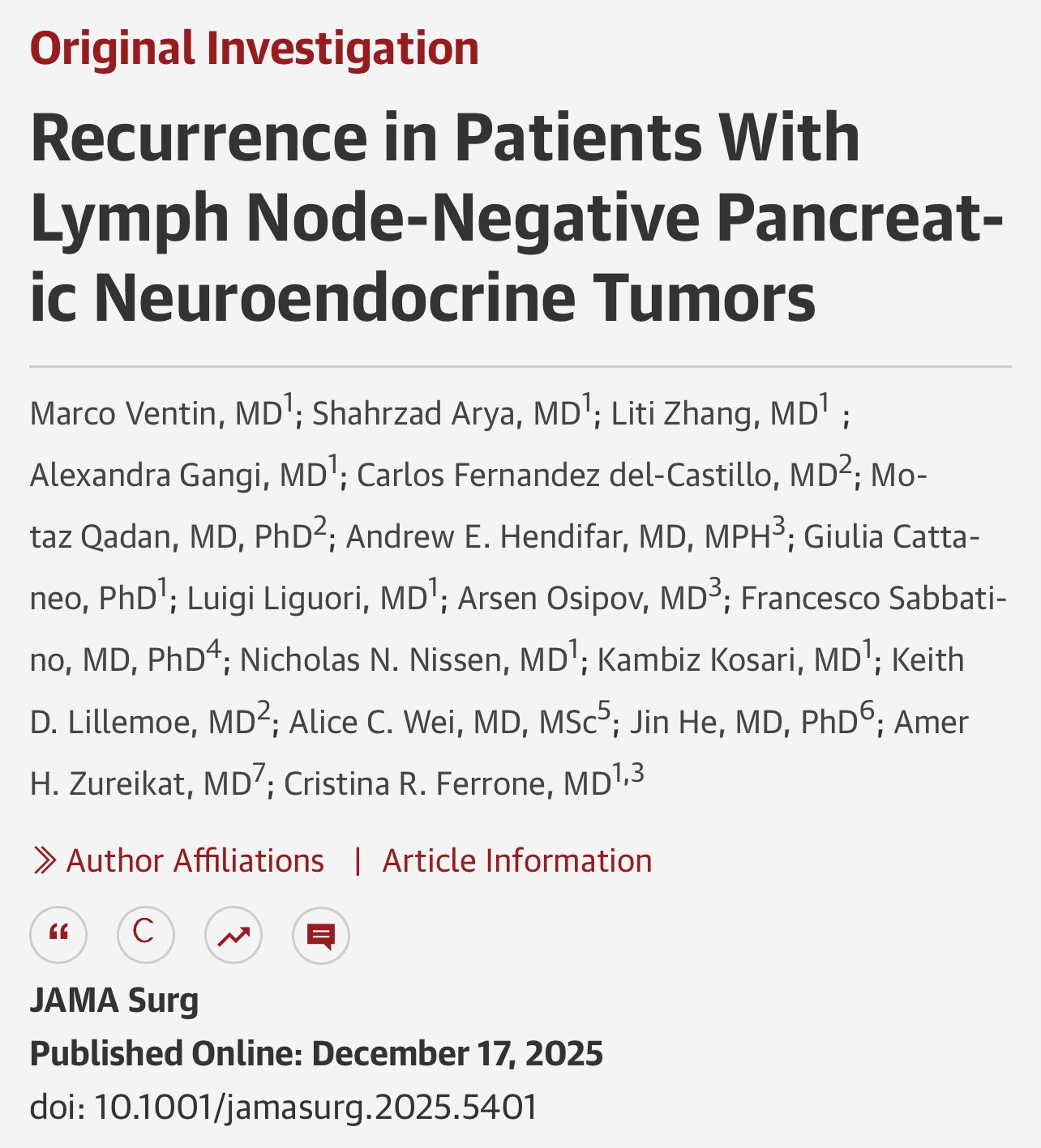 Marco Ventin: Risk Score for Recurrence and Survival in LN-Negative PanNETs