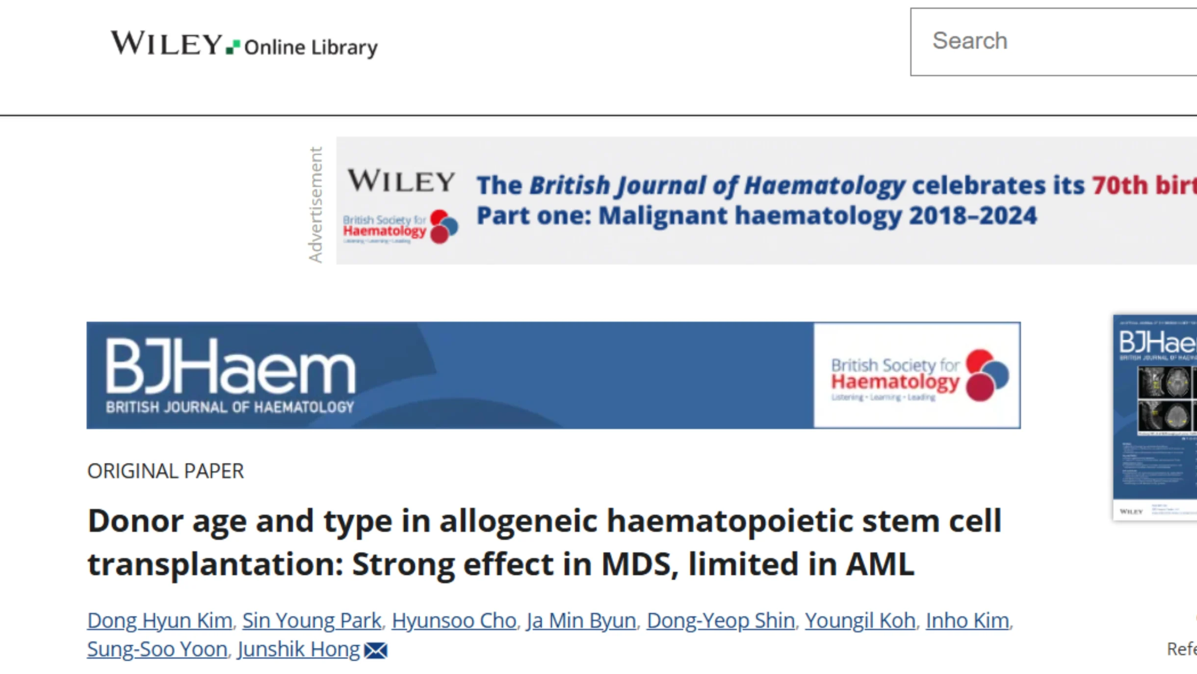 Mostafa Faisal Shared a Study on Donor Age and Type in Allogeneic Haematopoietic Stem Cell Transplantation