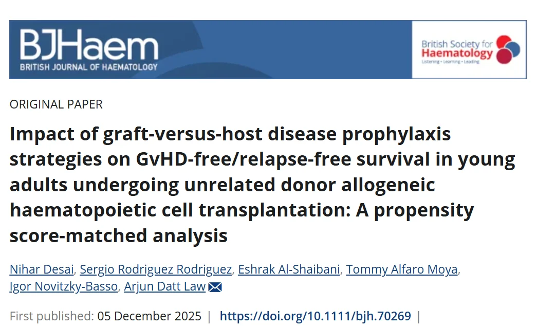 Nihar Desai: The Impact of GvHD Prophylaxis on GVHD Free/Relapse Free Survival in Young Adults