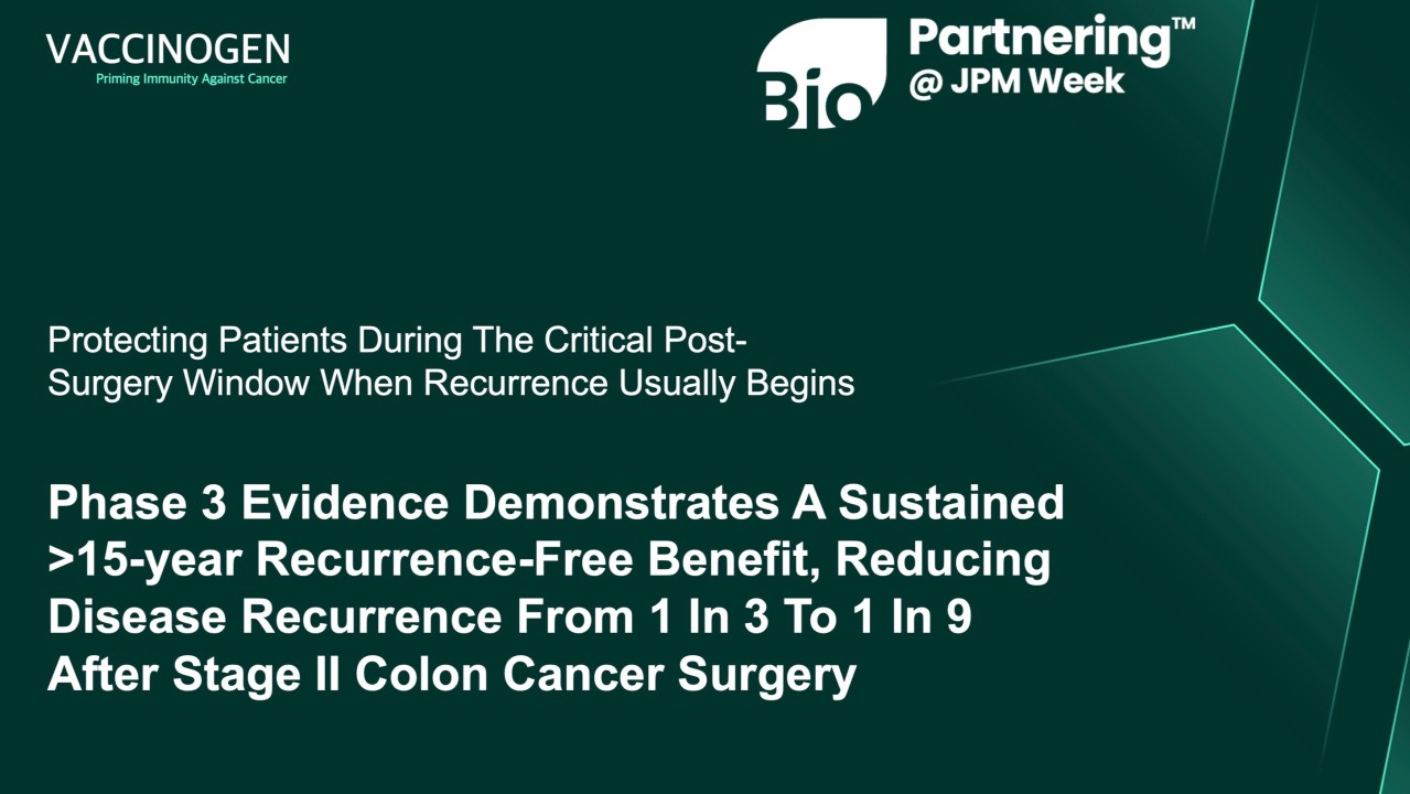 David Oxley: Reframing Curative-Intent Immunotherapy Through the Lens of SITC25 at JPM26 2 David Oxley: Reframing Curative-Intent Immunotherapy Through the Lens of SITC25 at JPM26