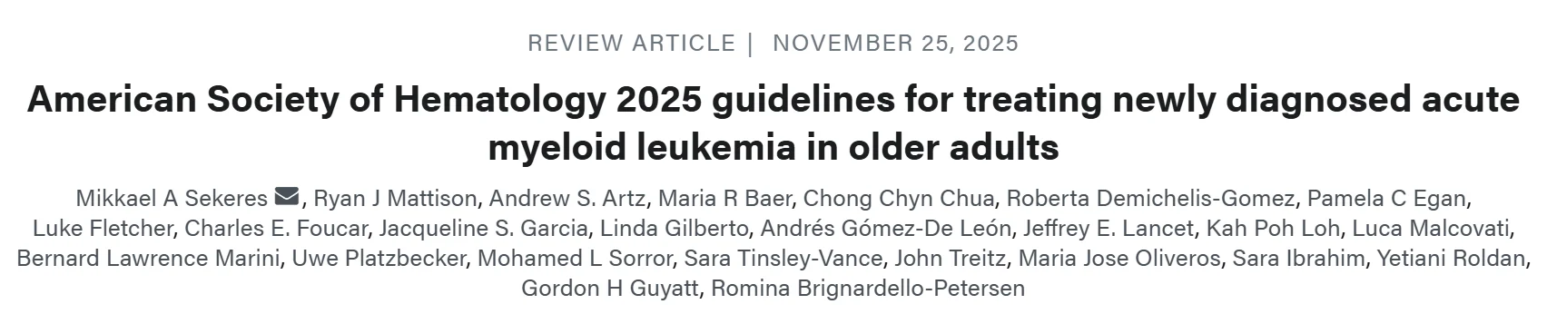 Mikkael A. Sekeres: ASH 2025 Guidelines for Treating Newly Diagnosed AML in Older Adults