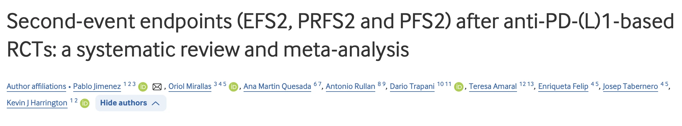 Pablo Jimenez Labaig: Meta-Analyses on Second-Event Endpoints in AntiPD(L)1 Trials
