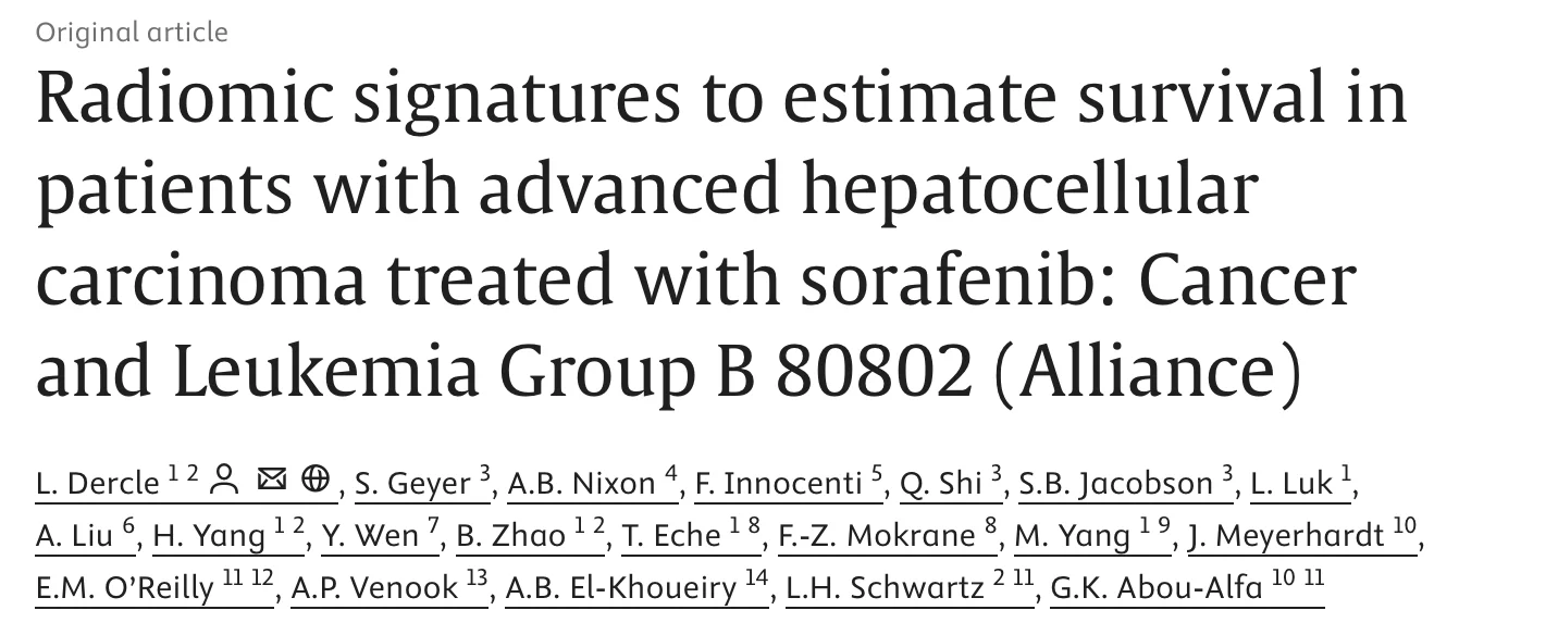 Ghassan Abou-Alfa: Radiomic Signatures to Estimate Survival in Patients with Advanced HCC Treated with Sorafeni