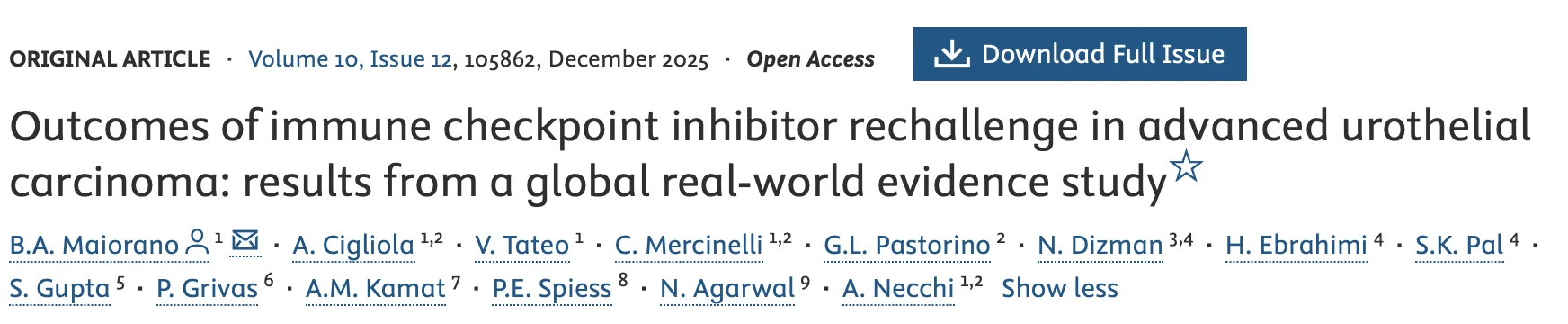 Mario Balsa: Real-World Outcomes of ICI Rechallenge in Advanced Urothelial Carcinoma 2 Mario Balsa: Real-World Outcomes of ICI Rechallenge in Advanced Urothelial Carcinoma