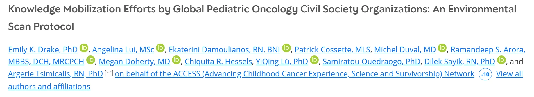 Emily Drake: New Protocol for Conducting an Environmental Scan in Pediatric Oncology 2 Emily Drake: New Protocol for Conducting an Environmental Scan in Pediatric Oncology