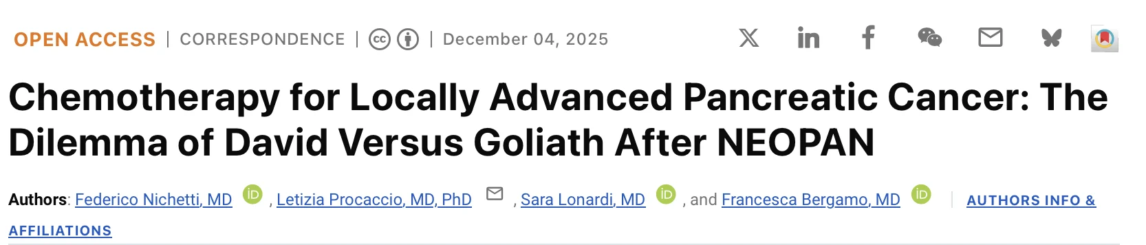 Federico Nichetti: David vs Goliath Dilemma in Locally Advanced Pancreatic Cancer After NEOPAN