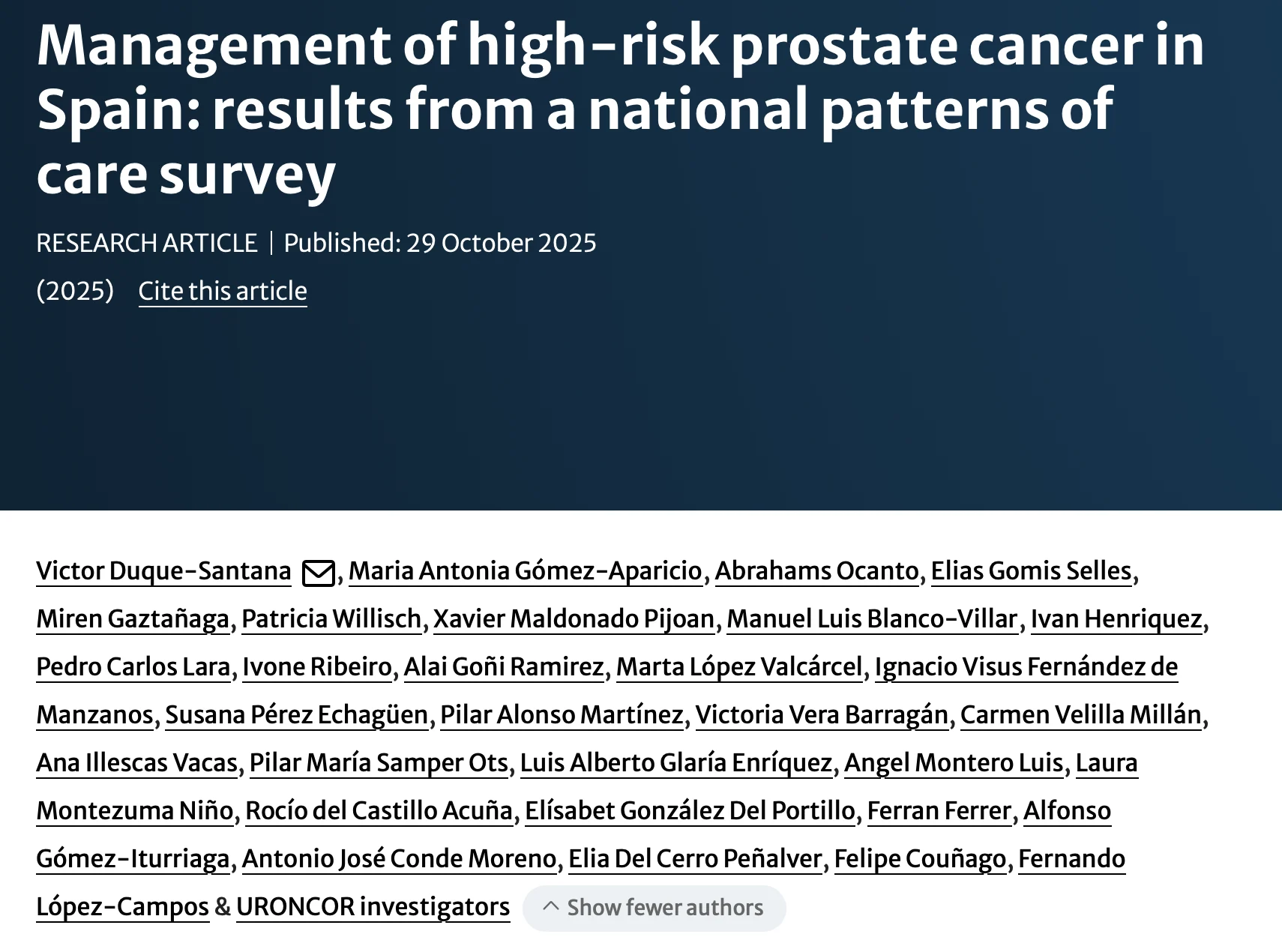 Victor Duque Santana: How We Manage High-risk Prostate Cancer in Spain