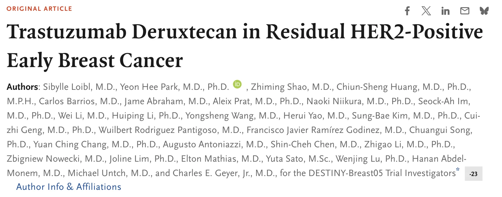 Sibylle Loibl: Pivotal Data on Trastuzumab Deruxtecan in Residual HER2-Positive Early Breast Cancer 2 Sibylle Loibl: Pivotal Data on Trastuzumab Deruxtecan in Residual HER2-Positive Early Breast Cancer