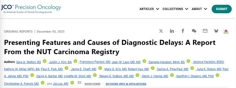 Jia Luo: Presenting Features and Diagnostic Delays in NUT Carcinoma