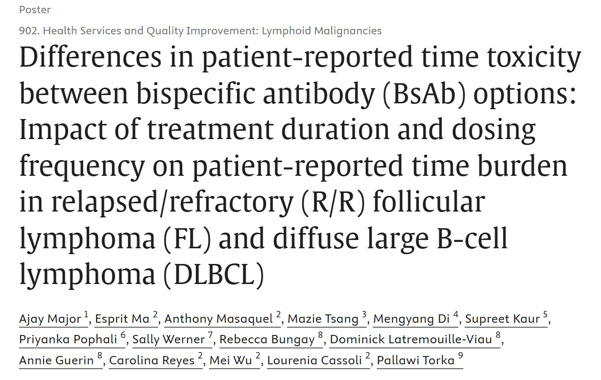 Ajay Major: Patient-Reported Time Toxicity With Bispecific Antibodies in FL and DLBCL at ASH25