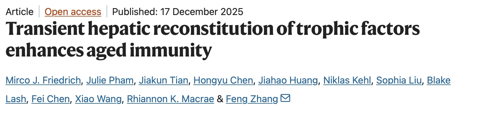 Mirco Julian Friedrich: A Strategy to Support the Aging Immune System by Turning the Liver Into a Temporary Factory for Immune Signals